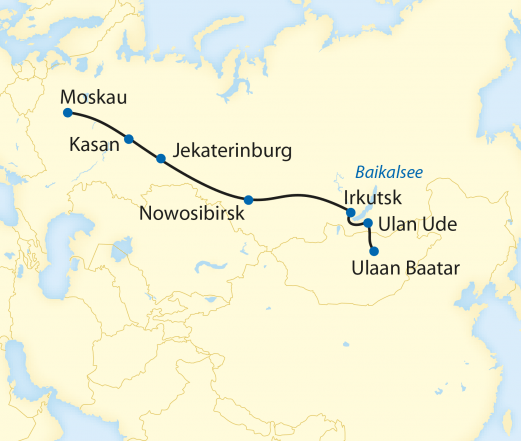 Lernidee - Reiseverlauf Ulaan Baatar nach Moskau