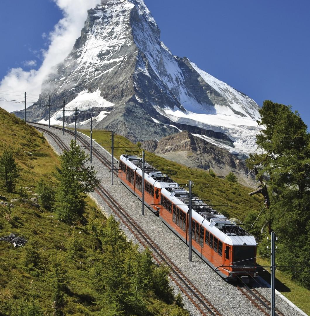 Gornergrat train and Matterhorn. Switzerland