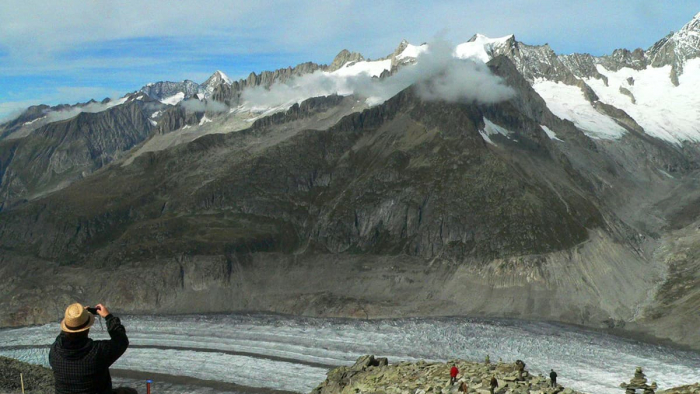 Eggishorn Blick auf Aletschgletscher